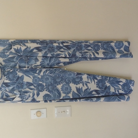 Beach break blue and white Palazzo pants / bathing suit cover up large boho - Picture 1 of 8